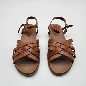 Journee Collection Kimmie Tan Woven Strappy Flat Sandals Women's Size 8